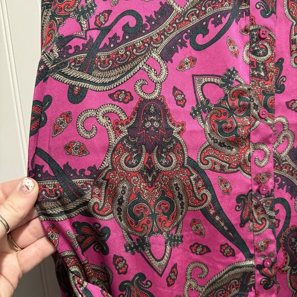 Lauren Ralph Lauren Pink Paisley Shirt Dress Belted Size 14 - Picture 4 of 8